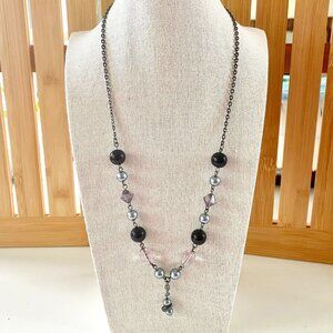 𝅺😃 $5 ADD-ON 😃  Gunmetal and Grey Faux Pearl Necklace EUC